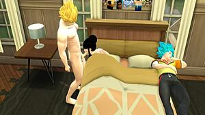 Milf mommy Chichi gets anal assfucked by big cock Vegeta in Dragon Ball hentai game.