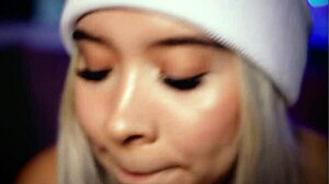 Blonde couple's webcam blowjob session