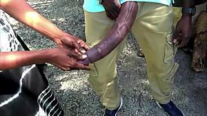 huge black cock flashes at public bus stop