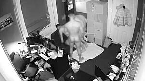 wild threesome unfolded at work with bareback gay group webcam action
