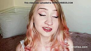 aurora explores both her holes with fingers