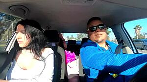 novice babes spread wider for outdoor doggystyle in car scene