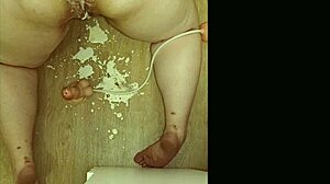 Fat BBW slams dildo for milky anal creampie with gaping and squirting