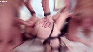 Lisey Sweet takes on four guys in deep anal action