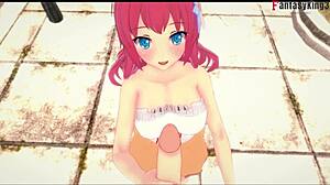 Dola Stephanie gives public blowjob in POV from No Game No Life