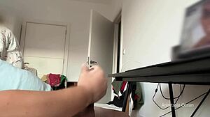 milf maid watches me jerk off in public