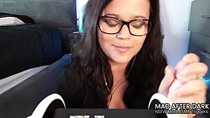 Brunette in glasses gives wild NSFW ASMR JOI with kinky roleplay sex.