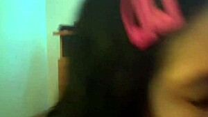 Asian girl in lingerie with big tits tattoo gives blowjob to big cock 😘