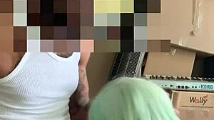 Neighbor helped move, so I deepthroated his big black cock.