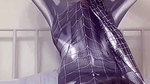 Sexy gay teen jerks off Spider-Man style!