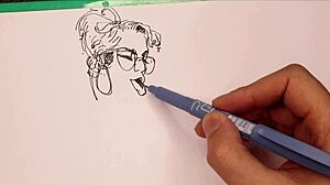 Porn artist at work drawing sexy girls