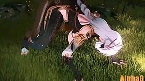 Shenhe in an anime hentai adventure story