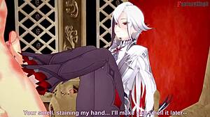 Why does Arlecchino give footwork and blowjob in Genshin Impact fantasy?