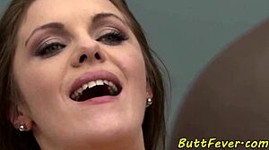 Glamorous European babe in stockings takes hard anal from black cock, ending with cum on ass