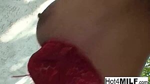 hot blonde milf has a threesome at the park