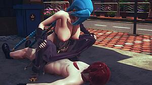 Jinx gets hardcore fucked in lol hentai cosplay creampie