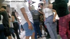 I found this irresistible prostitute with a big ass in leggings, what a catch!