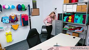 Cute Blonde Dresden’s Tiny Pussy Punished by Mall Cop