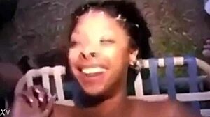 Young Chick Goes Wild in a Cumshot Frenzy with a Blowbang Group