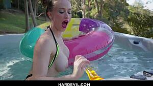 Blonde pornstar uses toys for outdoor session
