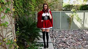 Amber hahn little 18+ red alone explores her world.