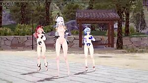 Rough genshin impact threesome with shenhe ganyu yanfei