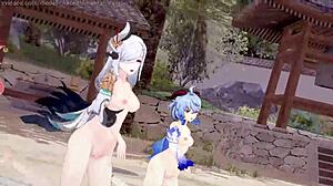 Rough genshin impact threesome with shenhe ganyu yanfei