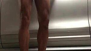 Are you spying on that cock in the gym garage voyeur scene?