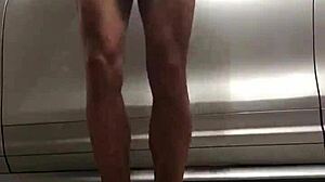 Are you spying on that cock in the gym garage voyeur scene?