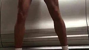 Are you spying on that cock in the gym garage voyeur scene?