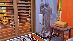 in this sims 4 anime hentai, stepson fucks stepmom's ass while stepdad watches her cheat