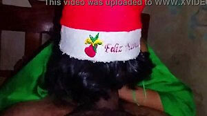 Christmas Elf Cosplay Latina Bends For Doggy Creampie.