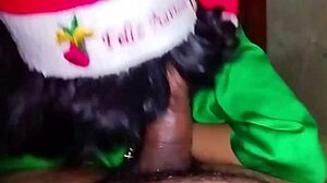 Christmas Elf Cosplay Latina Bends For Doggy Creampie.