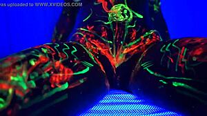 Redhead Amelia Enjoys Solo Play With Body Paint And Music