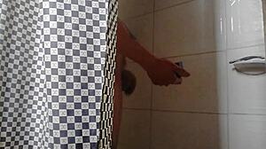 Andrew masturbates in the bathroom with bisexual gay fantasies.