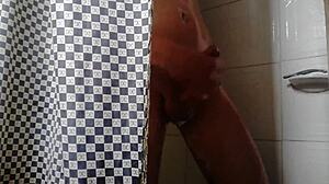 Andrew masturbates in the bathroom with bisexual gay fantasies.