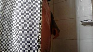 Andrew masturbates in the bathroom with bisexual gay fantasies.