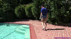 skinny dipping with the family by the pool