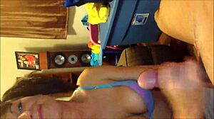 Beautiful blue-eyed teen gives amateur blowjob