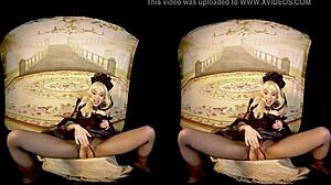 Rebeka Black in cosplay uses dildo for intense masturbation