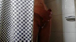 Andrew masturbates in the bathroom with bisexual gay fantasies.