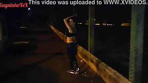 Vagninho and Holy Rubi Show Skinny Latina Pissing in Public Park