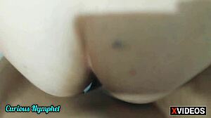 blonde nympho bends over for intense doggystyle blowjob and wet pussy licking, close-up on her ass