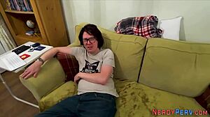 leeds nerd gets tricked into first time blowjob and facial