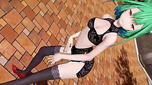 uruha rushia in a miniskirt mmd