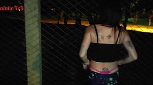 Vagninho and Holy Rubi Show Skinny Latina Pissing in Public Park