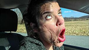 Messy bukkake action unfolds on the wild railroad