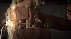 Tantaziling arteya performs sucking and spanking in bondage