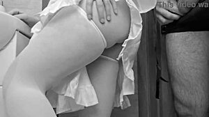 Big Girl in Dress and Stockings Gets Pussy Cum Load