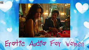 A guy wins poker against a girl, leading to hotel bed intimacy